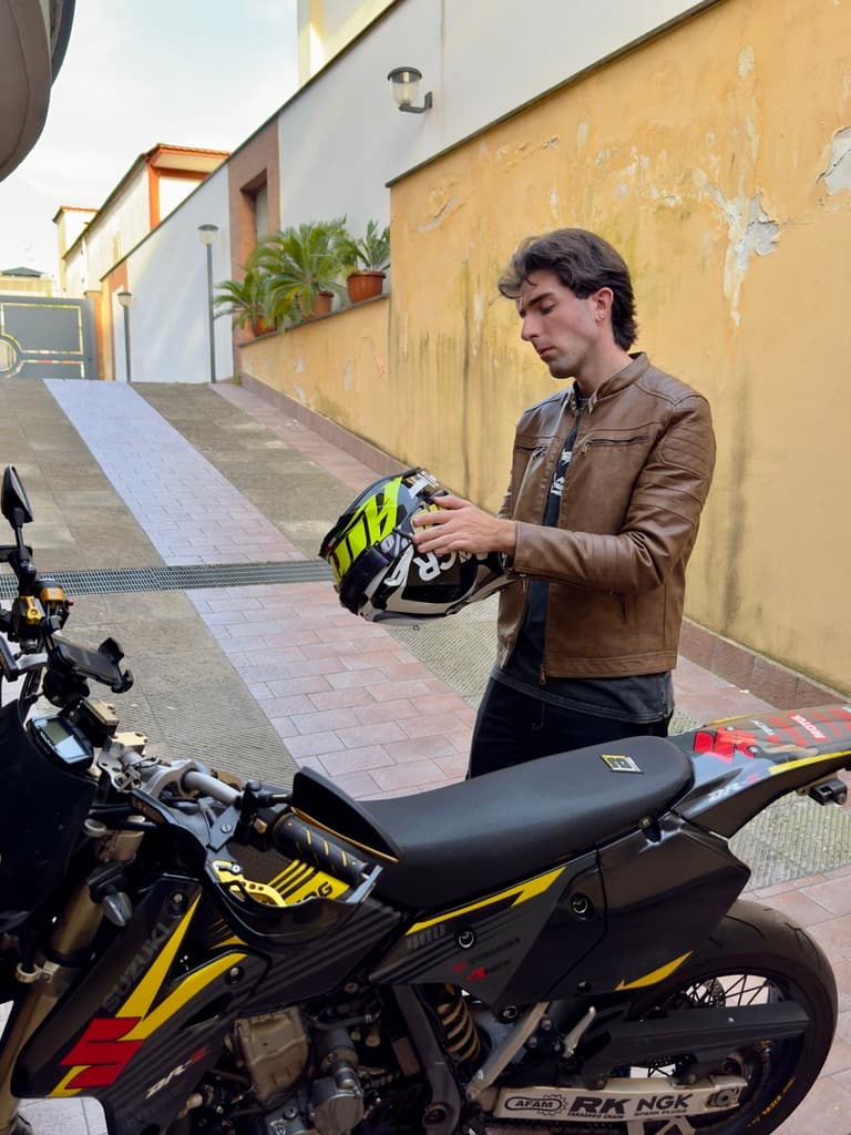 Luigi Avitabile on a motorcycle